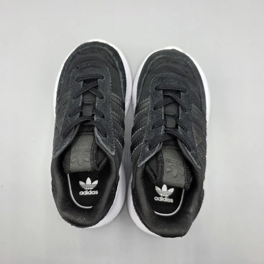 Adidas Retropy F2 EL I Sneakers Shoes Toddler 9 Black Leather Nylon‎ Kids GW3316